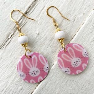 Lilian Easter Bunny Wood and 10K Gold-plated Stainless Steel Drop Earrings